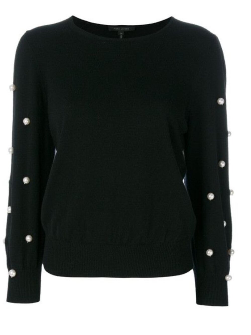 MARC JACOBS Black Faux-Pearl Sleeve Sweater